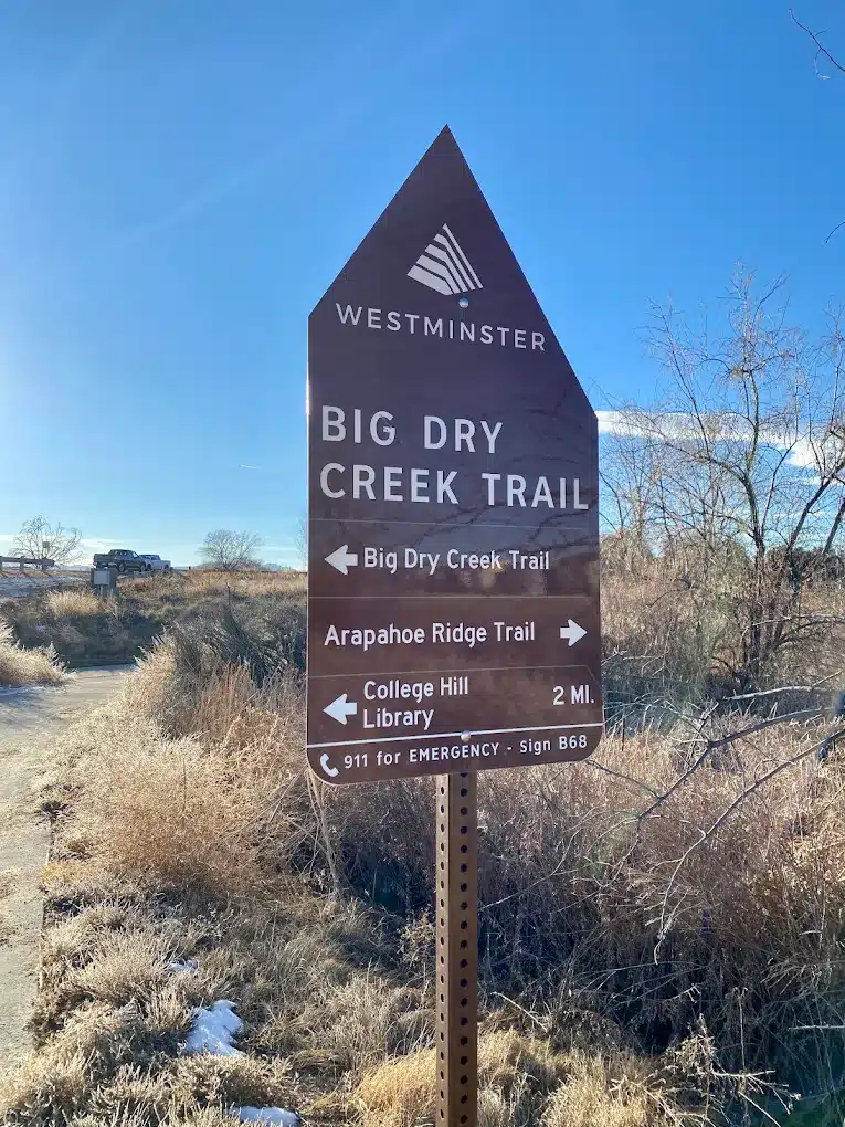 Big Dry Creek Bike Trail in Westminster near Denver with cyclists on the multi-use trail
