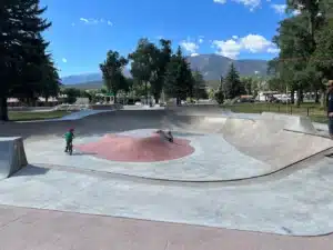 Skateboarder at one of the best skate parks in Colorado mountains