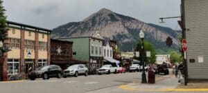 Girls weekend in Crested Butte with friends strolling downtown Elk Avenue